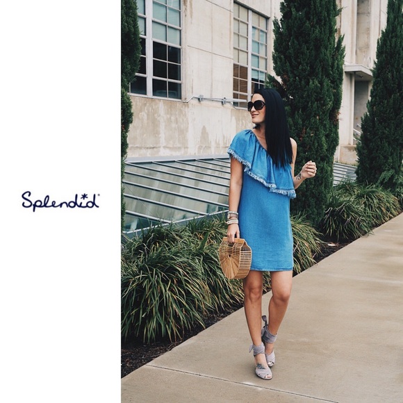 Splendid ‘Indigo’ One Shoulder Denim Dress - Picture 3 of 8